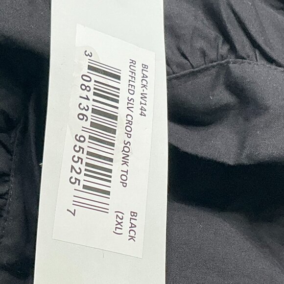 HT 360 Collective Elegant Black Ruffled Open Tie-Back Crop Top 100% Cotton, 2XL - Picture 7 of 11